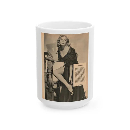 Anita Ekberg #439 - Vintage 8.5x10.5 B&W Full Page Pin-Up Circa 1950's (Vintage Female Icon) White Coffee Mug 15oz - Go Mug Yourself