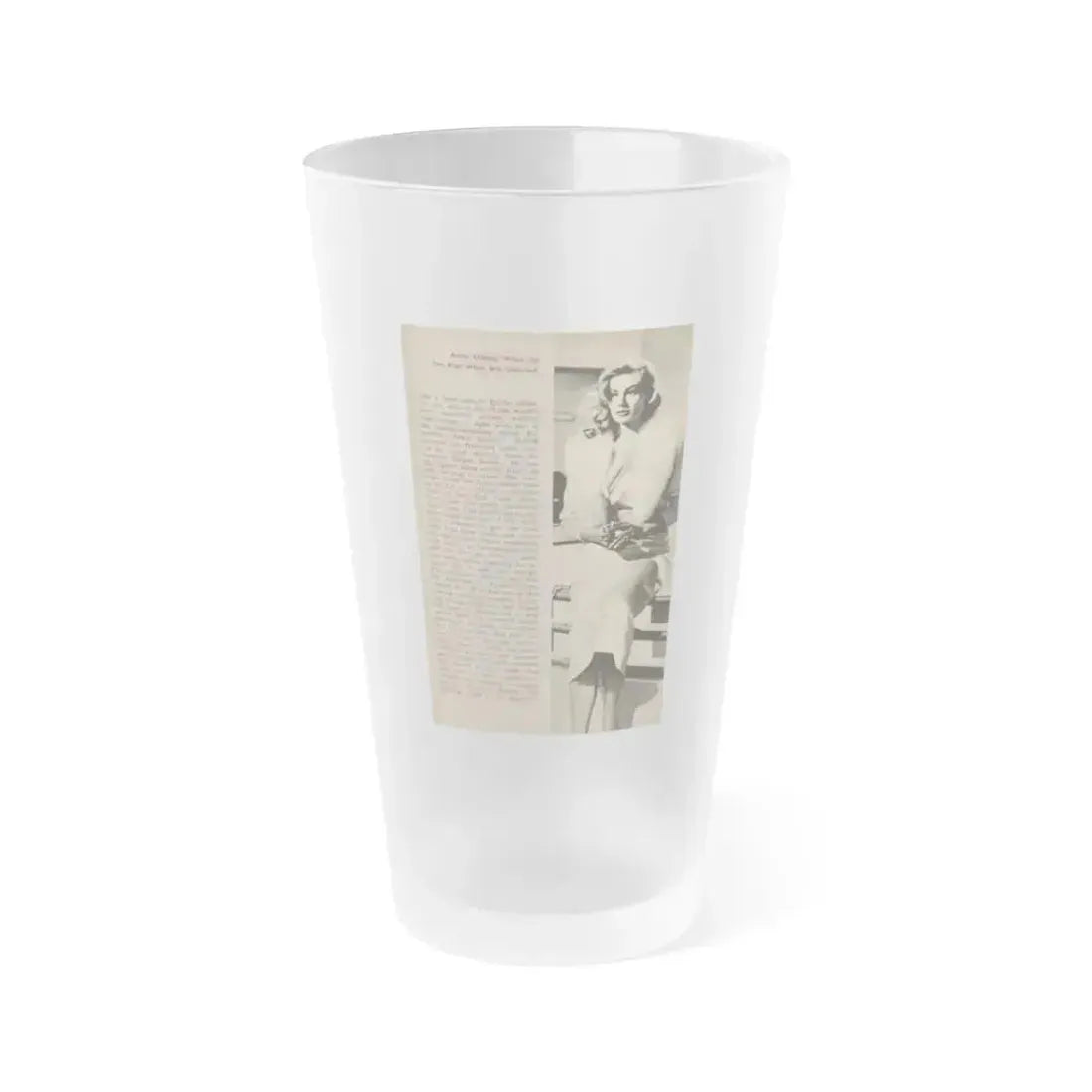 Anita Ekberg #440 - 1 B&W Photos, Caption & Article from JOY Digest Mag. February '60 (Vintage Female Icon) Frosted Pint Glass 16oz 16oz Frosted - Go Mug Yourself