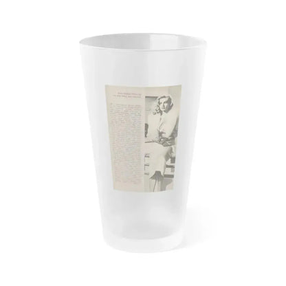 Anita Ekberg #440 - 1 B&W Photos, Caption & Article from JOY Digest Mag. February '60 (Vintage Female Icon) Frosted Pint Glass 16oz 16oz Frosted - Go Mug Yourself