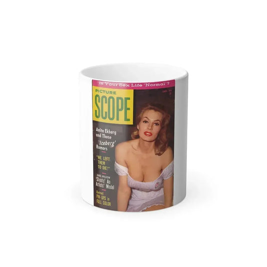 Anita Ekberg #441 - Anita on Cover in Color from PICTURE SCOPE Digest Mag. September '57 (Vintage Female Icon) Color Changing Mug 11oz 11oz - Go Mug Yourself