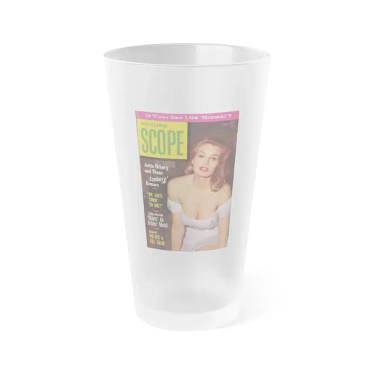 Anita Ekberg #441 - Anita on Cover in Color from PICTURE SCOPE Digest Mag. September '57 (Vintage Female Icon) Frosted Pint Glass 16oz 16oz Frosted - Go Mug Yourself