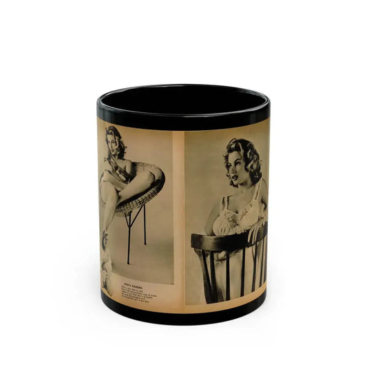 Anita Ekberg #443 - Bachelor Pin-Ups Issue #01 Mag. '57 - 2 Pages, 3 B&W Photos, Caption & Brief Article (Vintage Female Icon) Black Coffee Mug 11oz - Go Mug Yourself