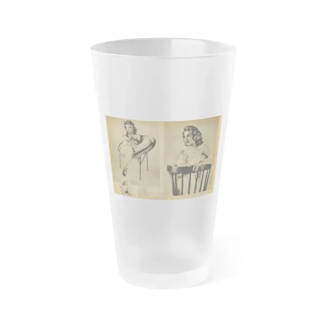 Anita Ekberg #443 - Bachelor Pin-Ups Issue #01 Mag. '57 - 2 Pages, 3 B&W Photos, Caption & Brief Article (Vintage Female Icon) Frosted Pint Glass 16oz 16oz Frosted - Go Mug Yourself