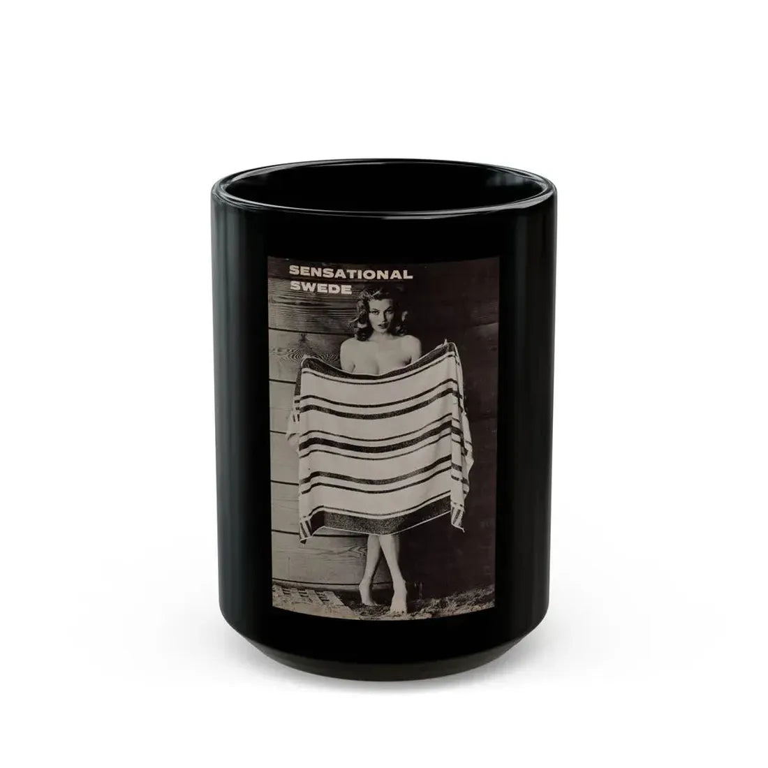 Anita Ekberg #446 - 1 Page, 1 B&W Photo & Headline  from After Hours Vol. 1, No. 4 '57 Mag. (Vintage Female Icon) Black Coffee Mug 15oz - Go Mug Yourself