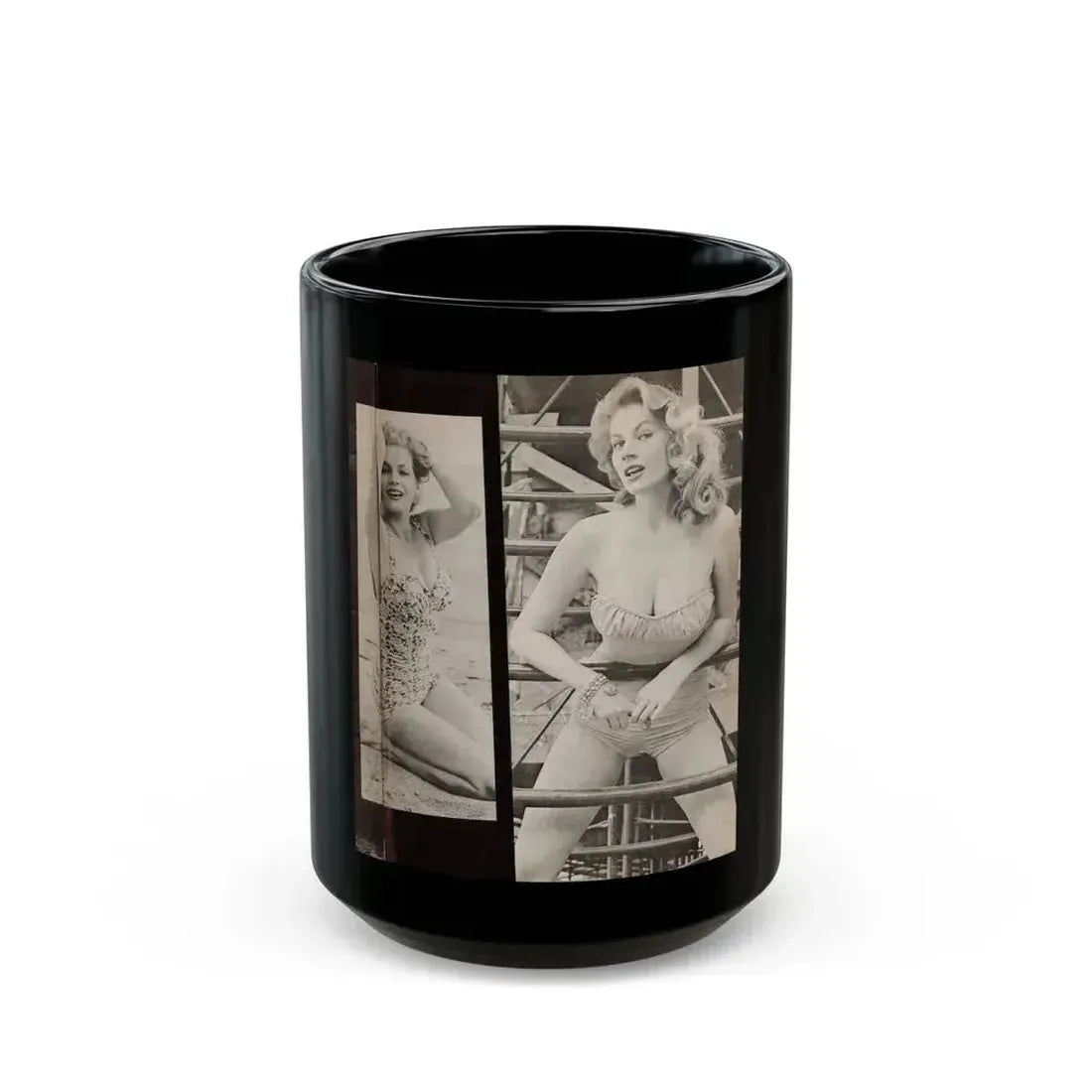 Anita Ekberg #447 - 1 Page, 2 B&W Photos from After Hours Vol. 1, No. 4 '57 Mag. (Vintage Female Icon) Black Coffee Mug 15oz - Go Mug Yourself