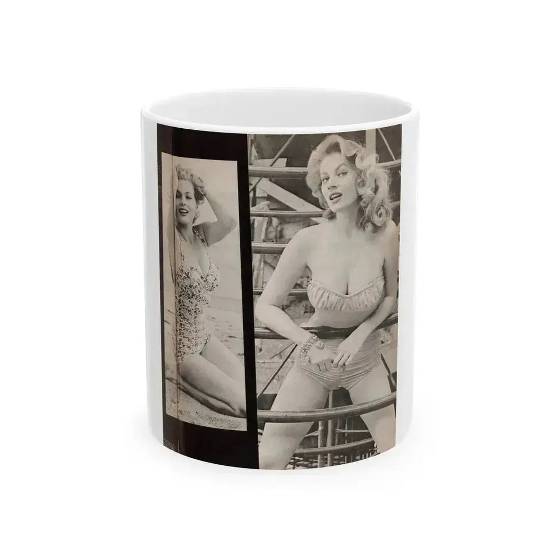 Anita Ekberg #447 - 1 Page, 2 B&W Photos from After Hours Vol. 1, No. 4 '57 Mag. (Vintage Female Icon) White Coffee Mug 11oz - Go Mug Yourself
