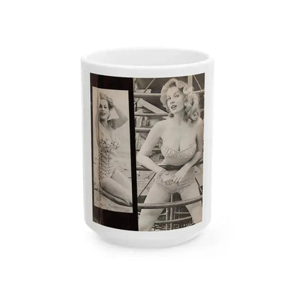 Anita Ekberg #447 - 1 Page, 2 B&W Photos from After Hours Vol. 1, No. 4 '57 Mag. (Vintage Female Icon) White Coffee Mug 15oz - Go Mug Yourself