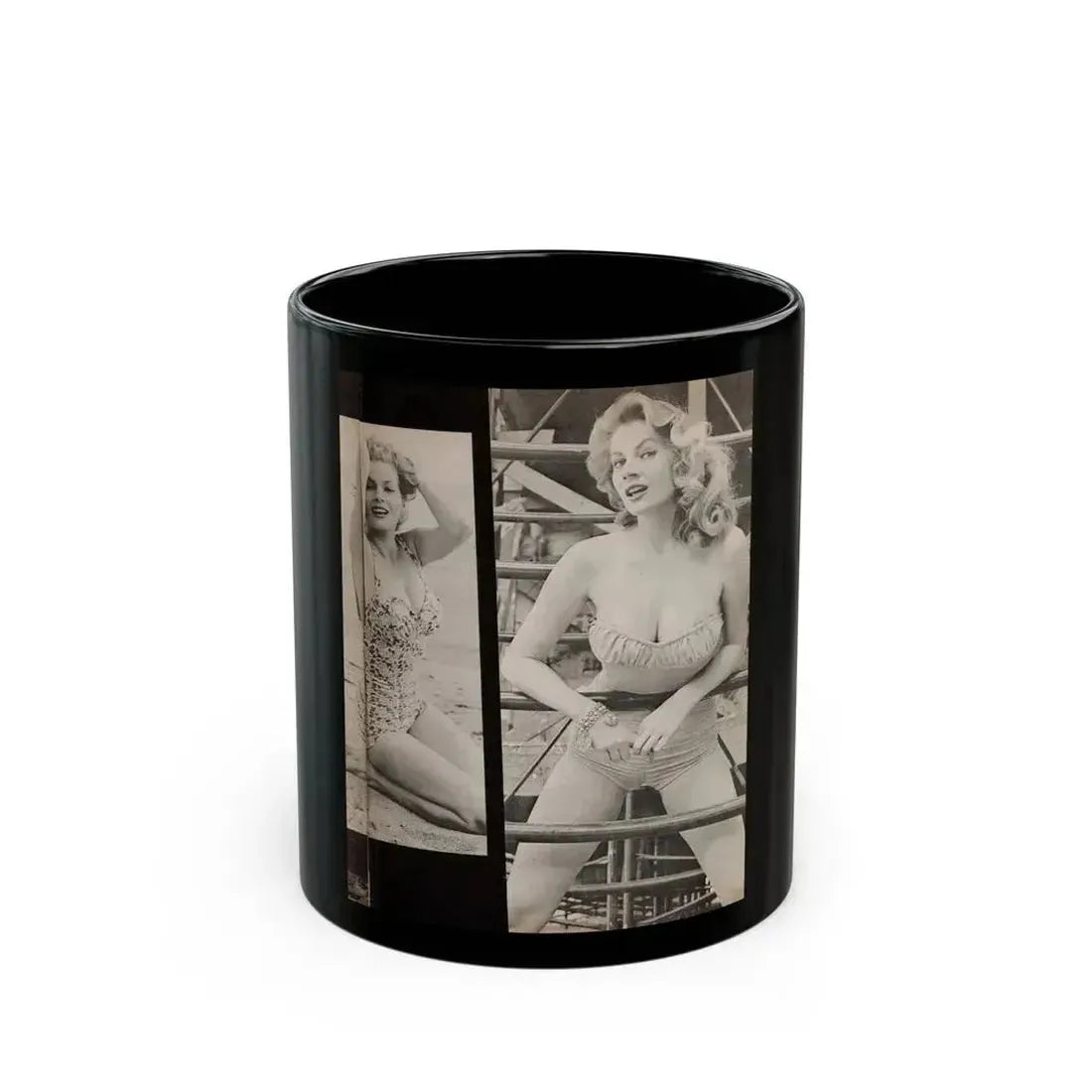 Anita Ekberg #448 - 1 Page, 2 B&W Photos from After Hours Vol. 1, No. 4 '57 Mag. (Vintage Female Icon) Black Coffee Mug 11oz - Go Mug Yourself
