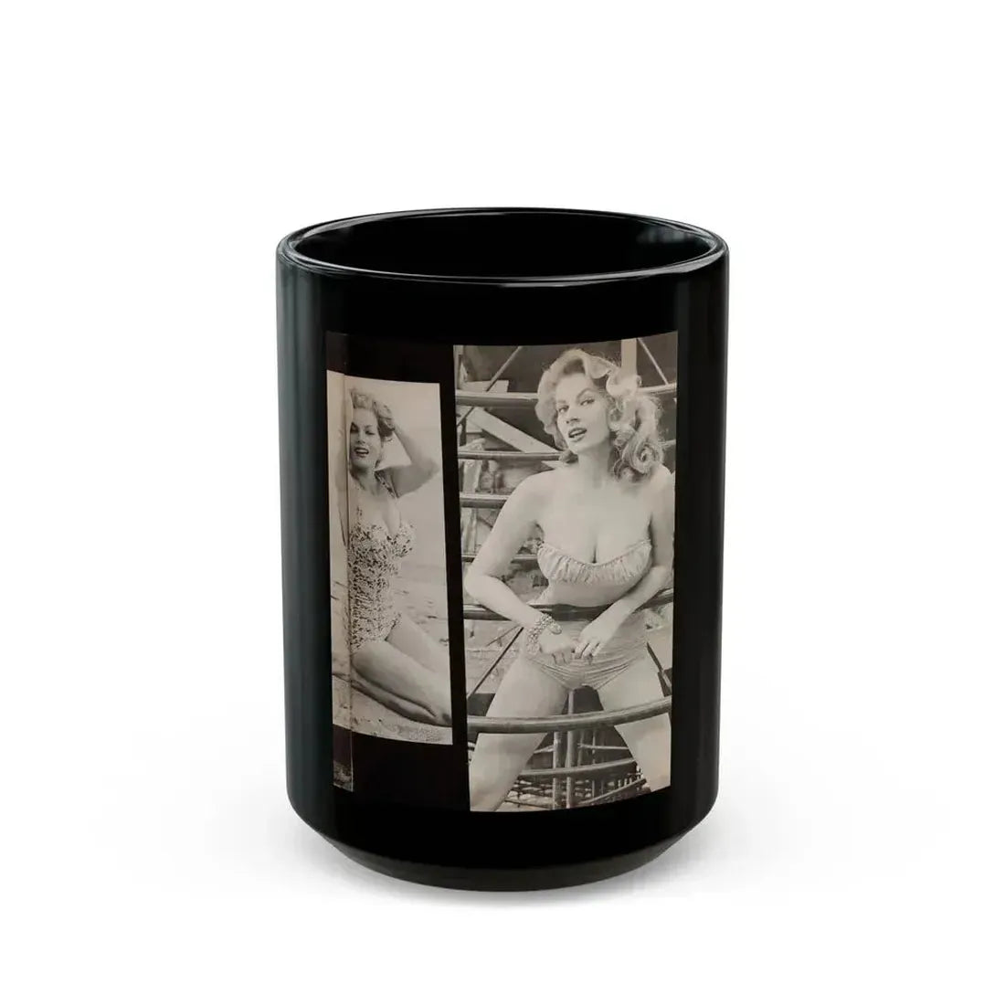 Anita Ekberg #448 - 1 Page, 2 B&W Photos from After Hours Vol. 1, No. 4 '57 Mag. (Vintage Female Icon) Black Coffee Mug 15oz - Go Mug Yourself