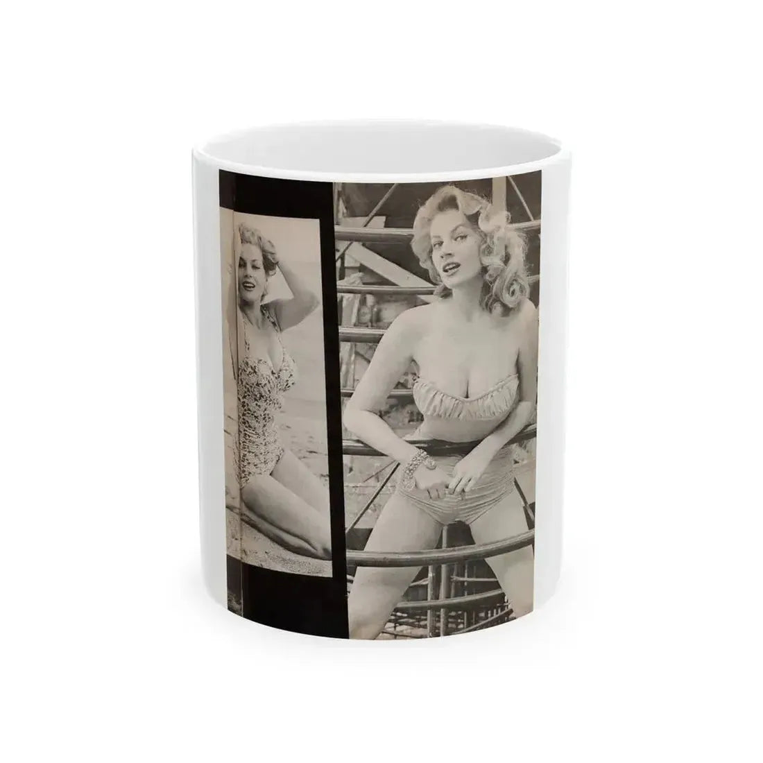 Anita Ekberg #448 - 1 Page, 2 B&W Photos from After Hours Vol. 1, No. 4 '57 Mag. (Vintage Female Icon) White Coffee Mug 11oz - Go Mug Yourself