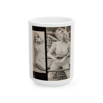 Anita Ekberg #448 - 1 Page, 2 B&W Photos from After Hours Vol. 1, No. 4 '57 Mag. (Vintage Female Icon) White Coffee Mug 15oz - Go Mug Yourself
