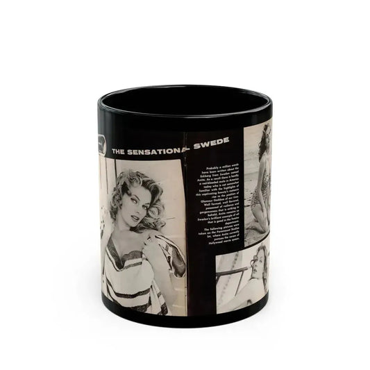 Anita Ekberg #449 - 2 Pages, 3 B&W Photos, Headline & Short Article from After Hours Vol. 1, No. 4 '57 Mag. (Vintage Female Icon) Black Coffee Mug 11oz - Go Mug Yourself