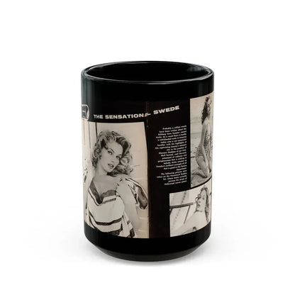Anita Ekberg #449 - 2 Pages, 3 B&W Photos, Headline & Short Article from After Hours Vol. 1, No. 4 '57 Mag. (Vintage Female Icon) Black Coffee Mug 15oz - Go Mug Yourself