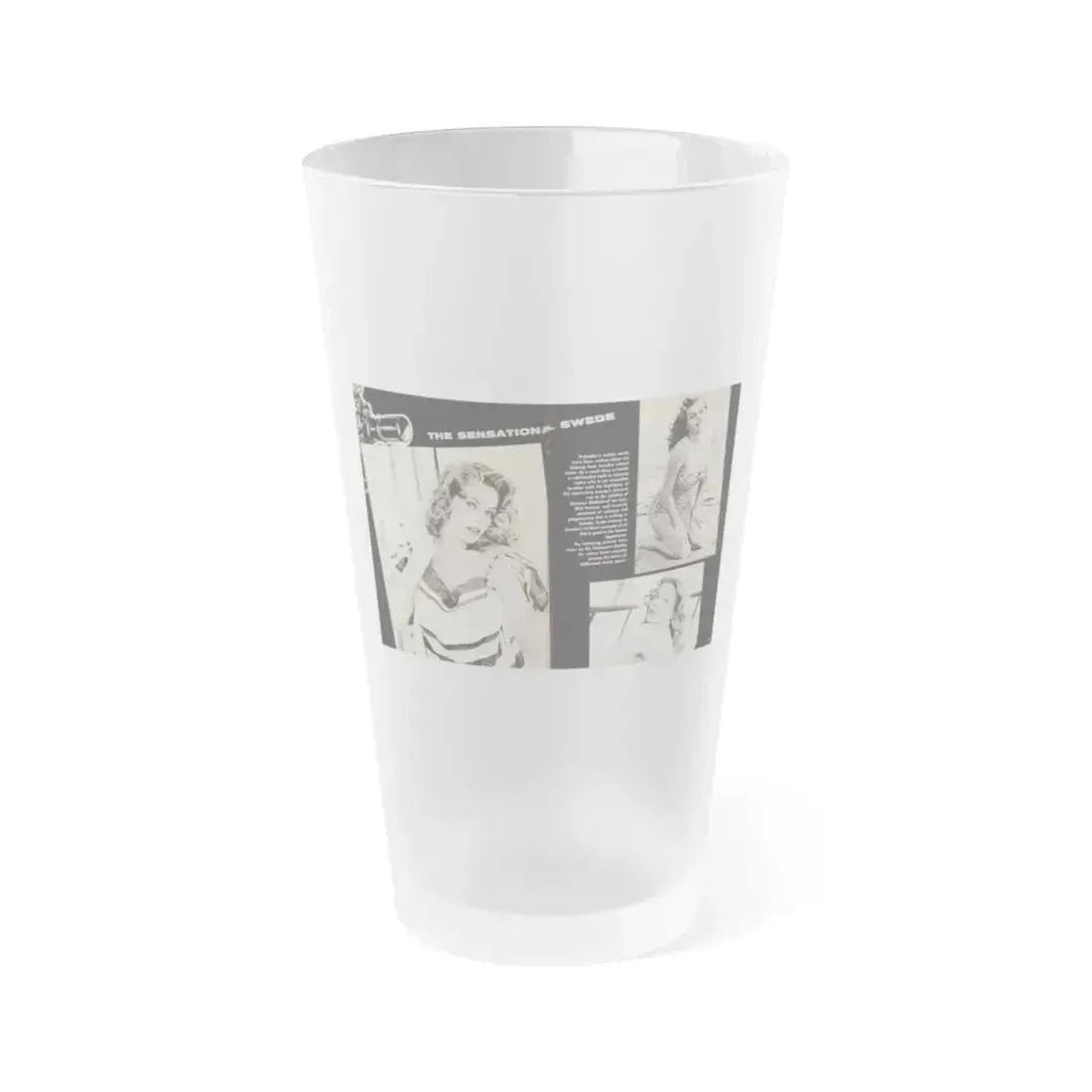 Anita Ekberg #449 - 2 Pages, 3 B&W Photos, Headline & Short Article from After Hours Vol. 1, No. 4 '57 Mag. (Vintage Female Icon) Frosted Pint Glass 16oz 16oz Frosted - Go Mug Yourself