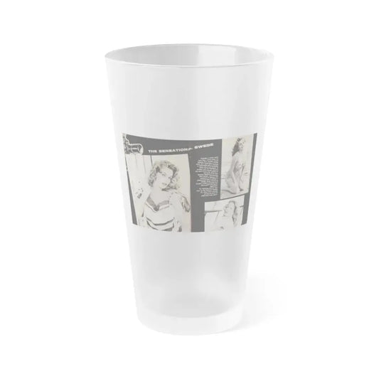 Anita Ekberg #449 - 2 Pages, 3 B&W Photos, Headline & Short Article from After Hours Vol. 1, No. 4 '57 Mag. (Vintage Female Icon) Frosted Pint Glass 16oz 16oz Frosted - Go Mug Yourself