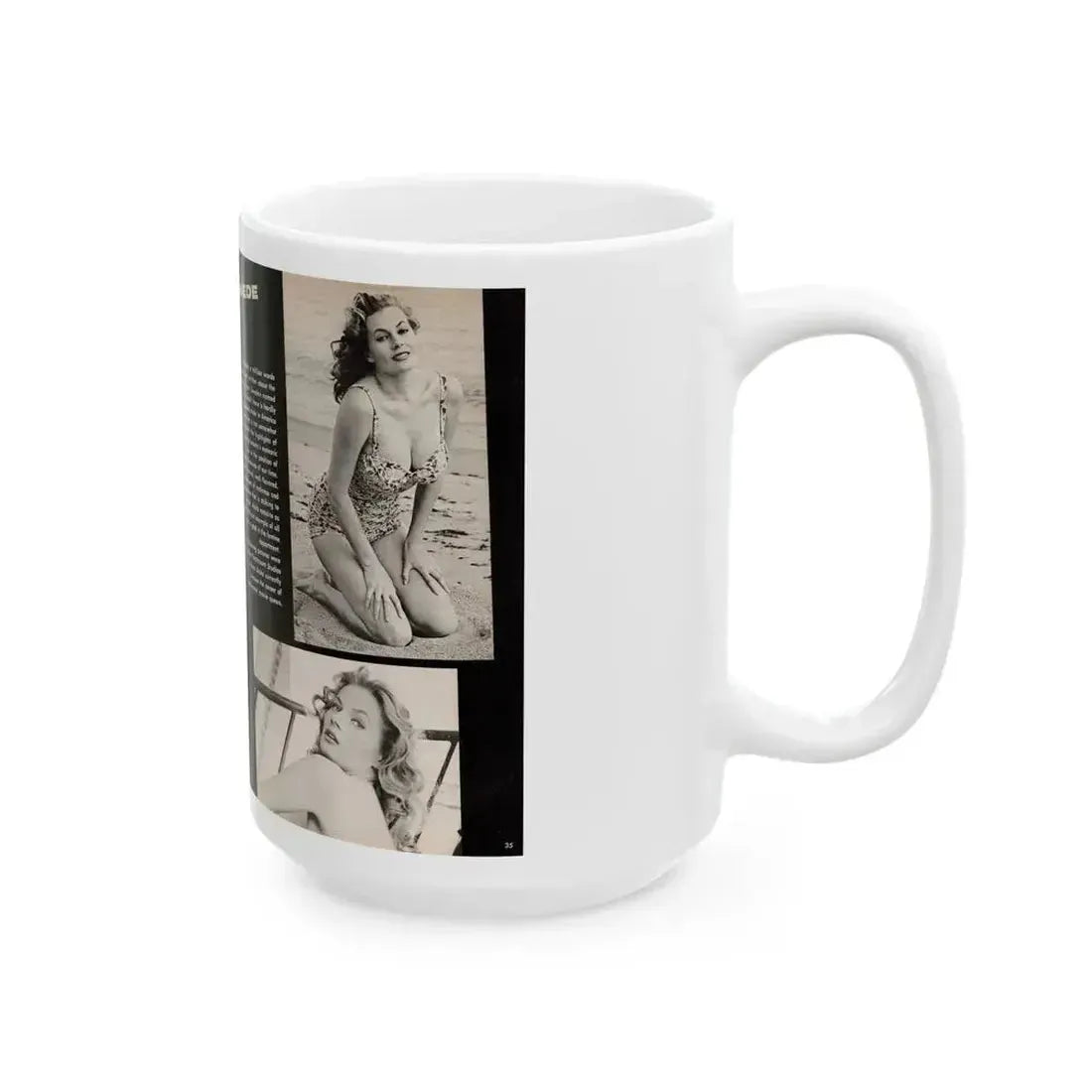 Anita Ekberg #449 - 2 Pages, 3 B&W Photos, Headline & Short Article from After Hours Vol. 1, No. 4 '57 Mag. (Vintage Female Icon) White Coffee Mug - Go Mug Yourself