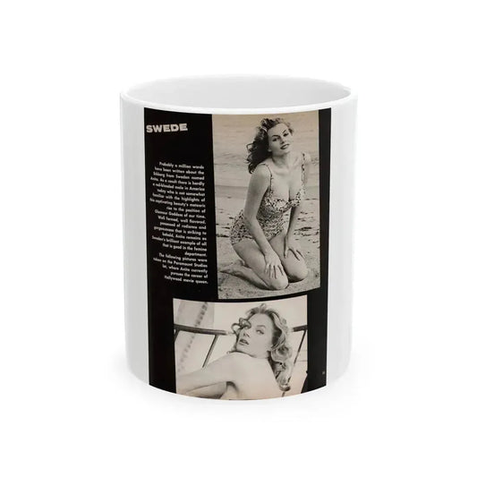 Anita Ekberg #450 - 1 Page, 2 B&W Photos, Headline & Short Article from After Hours Vol. 1, No. 4 '57 Mag. (Vintage Female Icon) White Coffee Mug 11oz - Go Mug Yourself