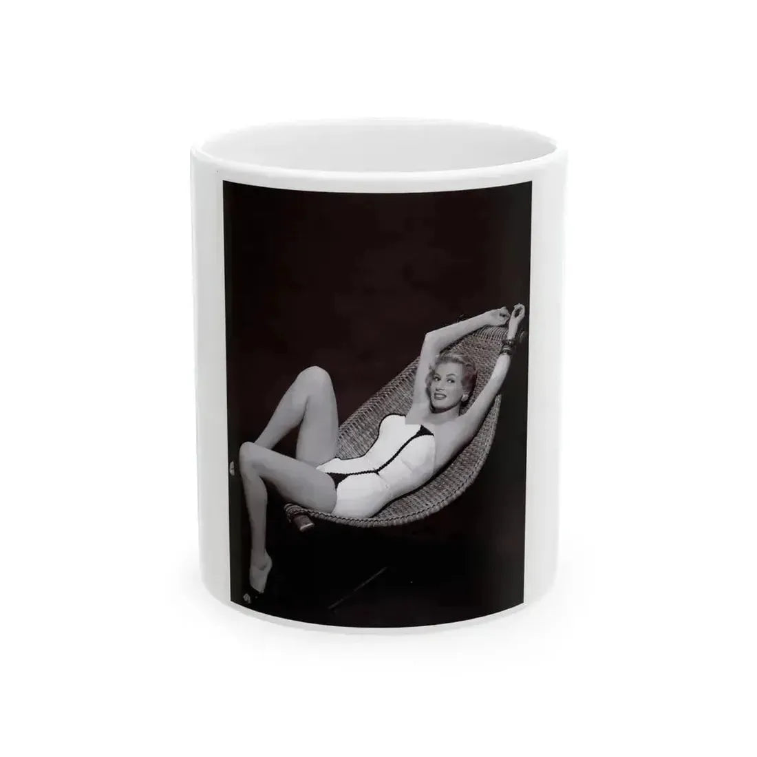 Anita Ekberg #451 - 8x10 B&W Pin-Up Photo HQ Re-Print (Vintage Female Icon) White Coffee Mug 11oz - Go Mug Yourself