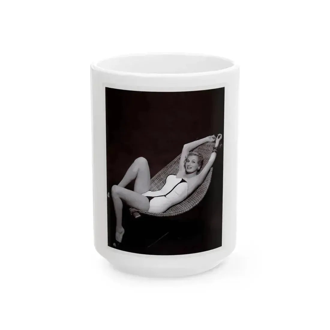 Anita Ekberg #451 - 8x10 B&W Pin-Up Photo HQ Re-Print (Vintage Female Icon) White Coffee Mug 15oz - Go Mug Yourself
