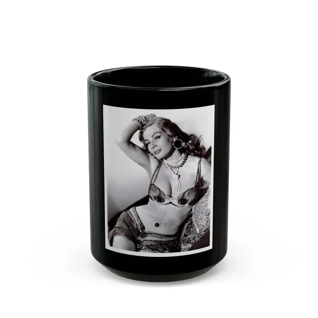 Anita Ekberg #452 - 8x10 B&W Glamour Movie Photo HQ Re-Print (Vintage Female Icon) Black Coffee Mug 15oz - Go Mug Yourself