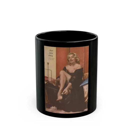 Anita Ekberg #453 - Pages 1 of 1 with, Anita from Jem Mag. Vol. 1 #01 Nov. '56 (Vintage Female Icon) Black Coffee Mug 11oz - Go Mug Yourself