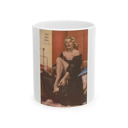 Anita Ekberg #453 - Pages 1 of 1 with, Anita from Jem Mag. Vol. 1 #01 Nov. '56 (Vintage Female Icon) White Coffee Mug 11oz - Go Mug Yourself