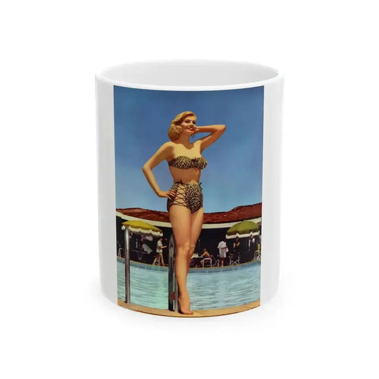 Anita Ekberg #454 - 12x16 Movie Star Line Colorized Pin-Up Poster (Vintage Female Icon) White Coffee Mug 11oz - Go Mug Yourself