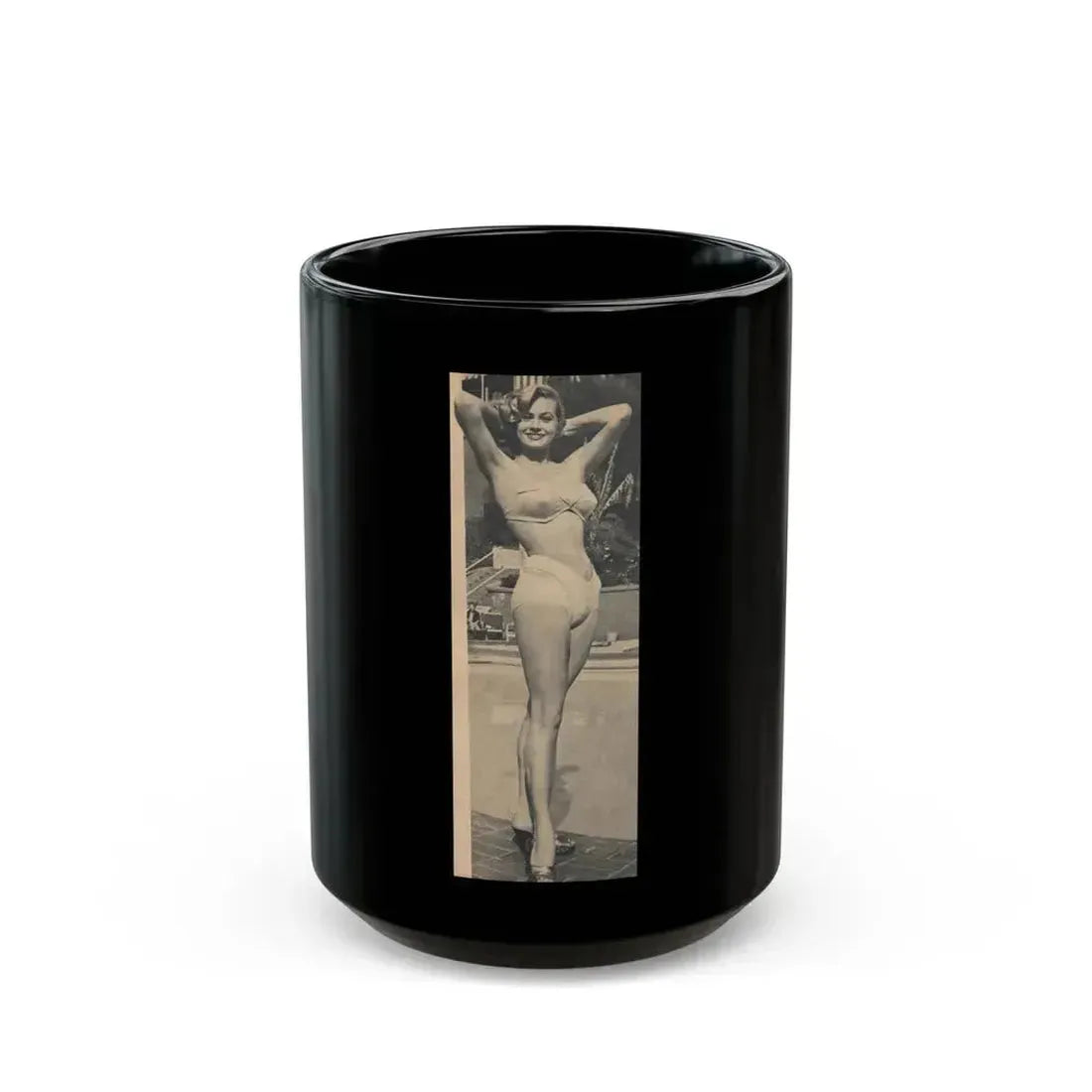 Anita Ekberg #455 - 1 B&W Photo on Page 66 from EYE Digest Mag. Nov. '54 Featuring 25 of America's Sexiest Pin-Ups Section (Vintage Female Icon) Black Coffee Mug 15oz - Go Mug Yourself