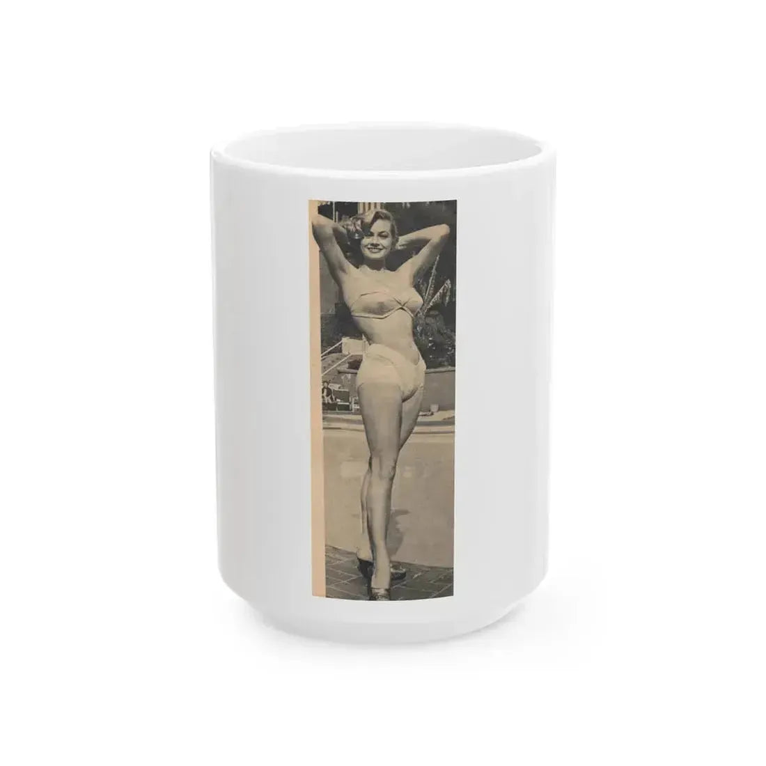 Anita Ekberg #455 - 1 B&W Photo on Page 66 from EYE Digest Mag. Nov. '54 Featuring 25 of America's Sexiest Pin-Ups Section (Vintage Female Icon) White Coffee Mug 15oz - Go Mug Yourself