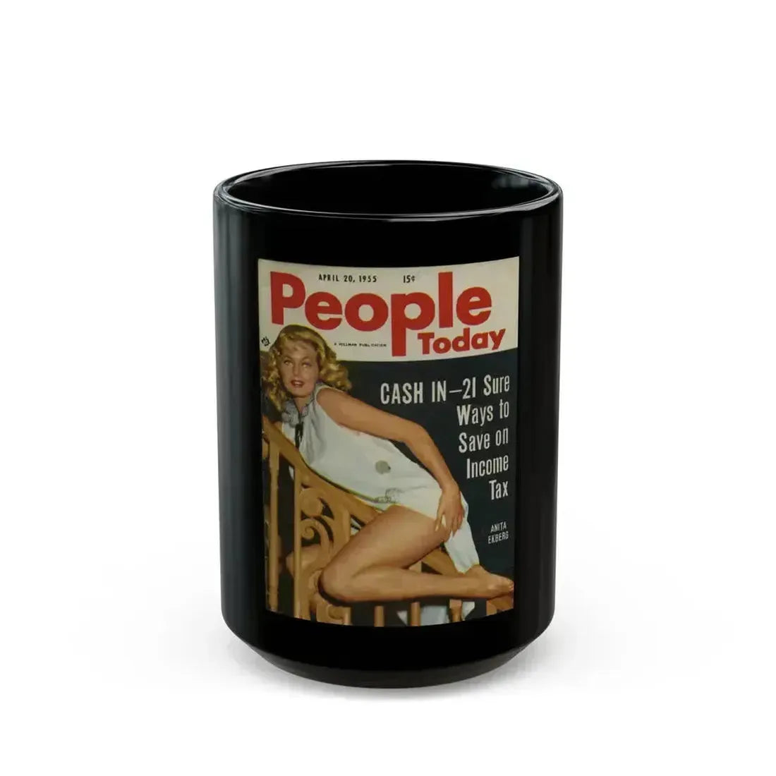 Anita Ekberg #72 (Vintage Female Icon) Black Coffee Mug 15oz - Go Mug Yourself