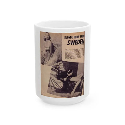Anita Ekberg #93 - Mag. Clipping (Vintage Female Icon) White Coffee Mug 15oz - Go Mug Yourself