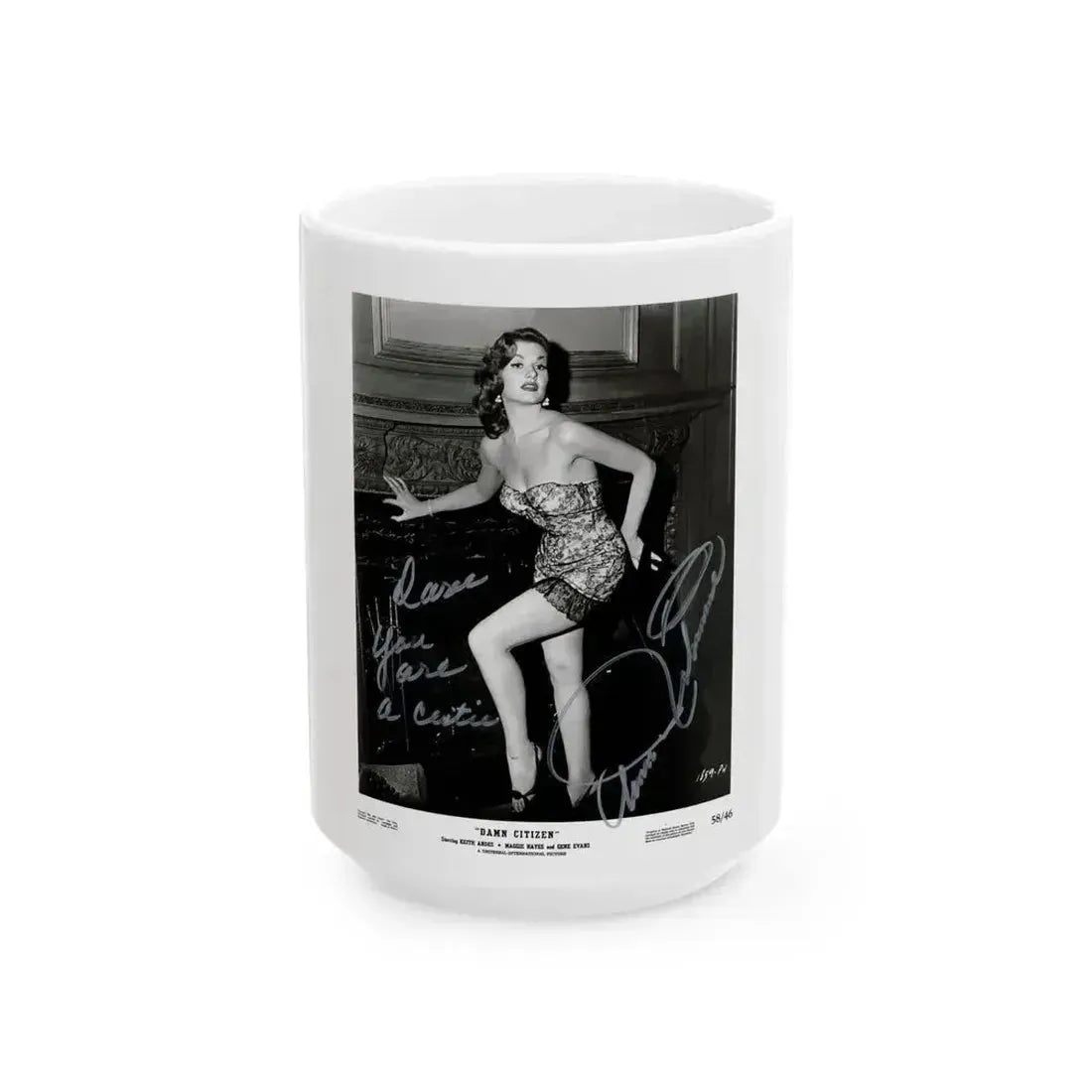 Ann Robinson #01 - 8x10 HQ B&W Glamour Cheesecake Damn Citizen '58 Promo Photo (Vintage Female Icon) White Coffee Mug 15oz - Go Mug Yourself