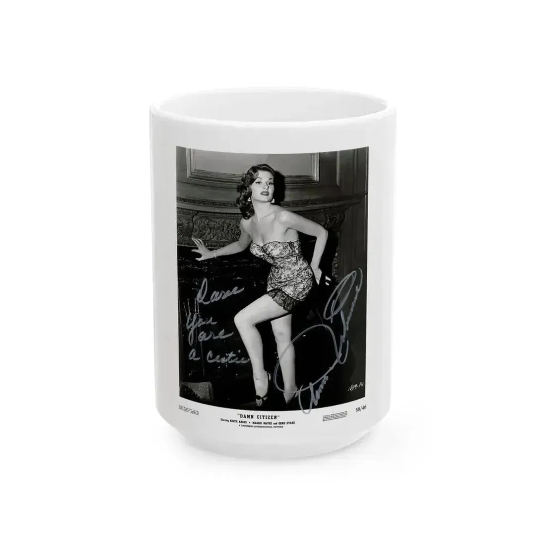 Ann Robinson #01 - 8x10 HQ B&W Glamour Cheesecake Damn Citizen '58 Promo Photo (Vintage Female Icon) White Coffee Mug 15oz - Go Mug Yourself