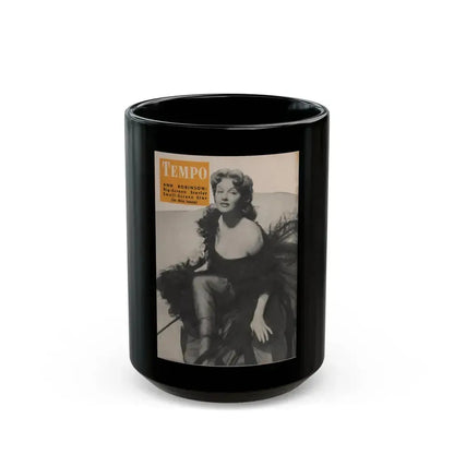 Ann Robinson #18 - Ann on Back Cover in B&W from TEMPO Pocket Mag. 11-29-55 (Vintage Female Icon) Black Coffee Mug 15oz - Go Mug Yourself