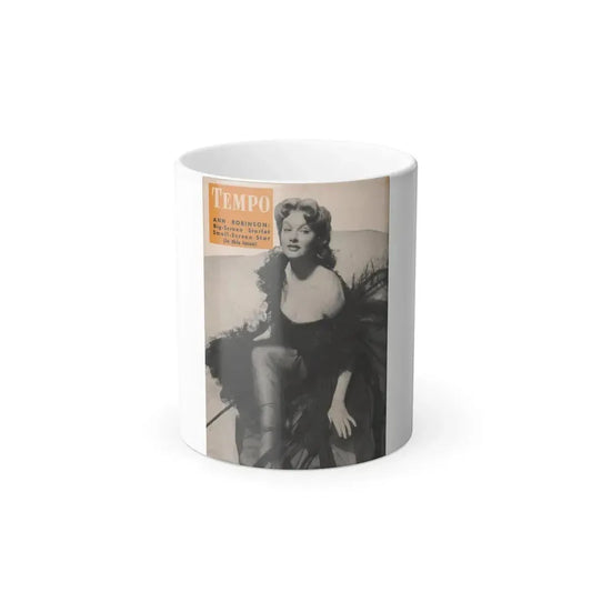 Ann Robinson #18 - Ann on Back Cover in B&W from TEMPO Pocket Mag. 11-29-55 (Vintage Female Icon) Color Changing Mug 11oz 11oz - Go Mug Yourself