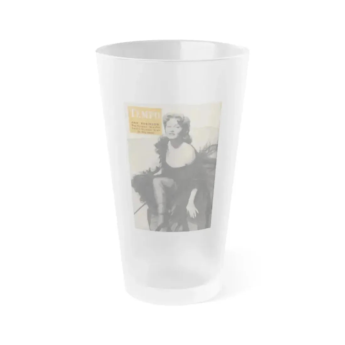 Ann Robinson #18 - Ann on Back Cover in B&W from TEMPO Pocket Mag. 11-29-55 (Vintage Female Icon) Frosted Pint Glass 16oz 16oz Frosted - Go Mug Yourself