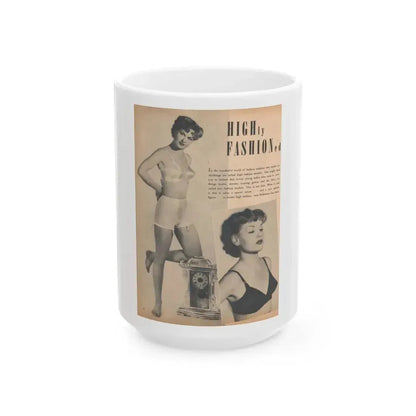 Ann Robinson #22 - 2 B&W Photos & Short Article from Glamorous Models Mag. May '50 (Vintage Female Icon) White Coffee Mug 15oz - Go Mug Yourself