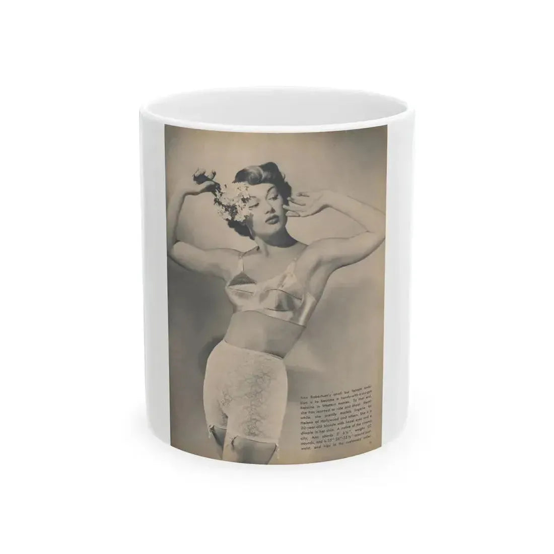 Ann Robinson #23 - 1 B&W Photo & Short Article from Glamorous Models Mag. May '50 (Vintage Female Icon) White Coffee Mug 11oz - Go Mug Yourself