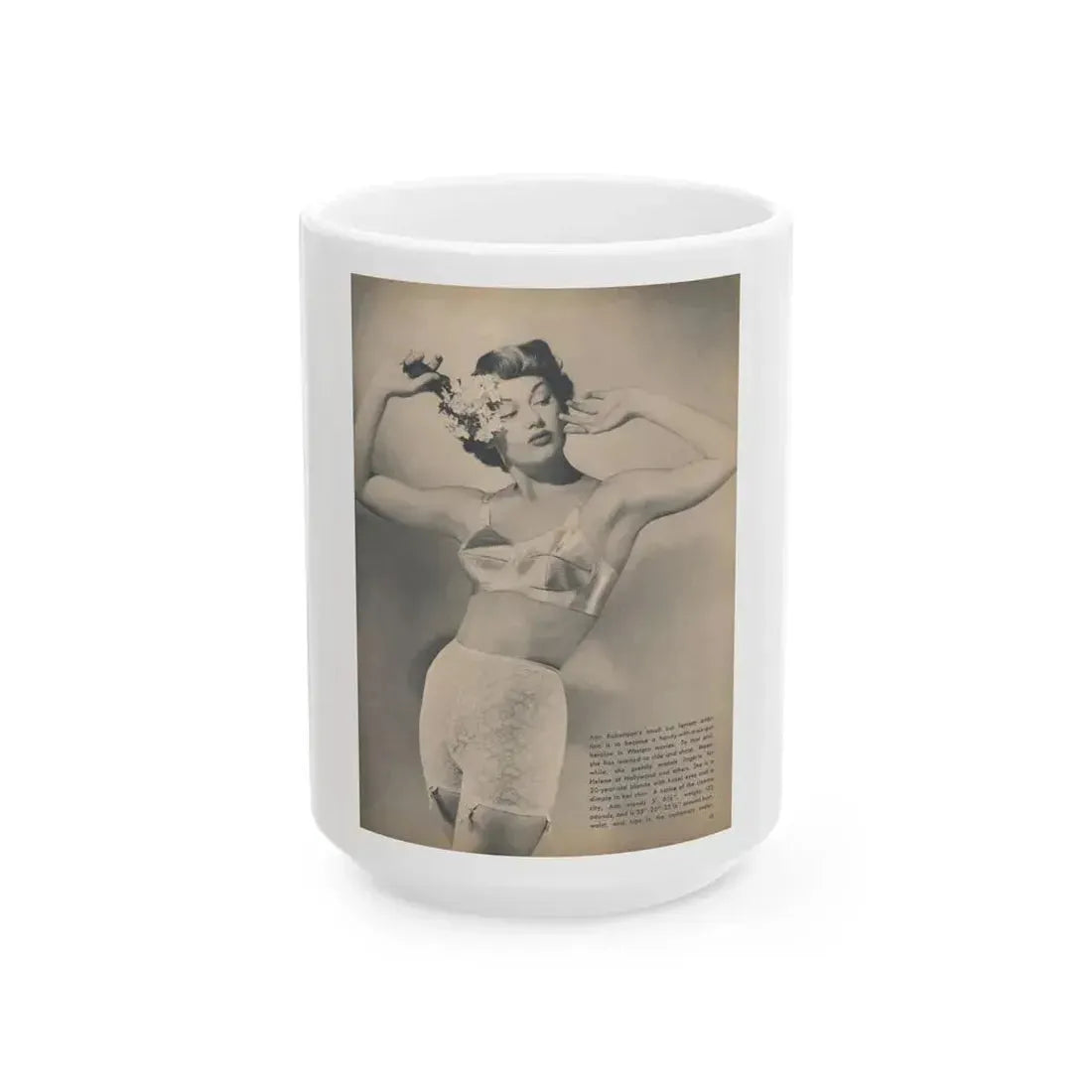 Ann Robinson #23 - 1 B&W Photo & Short Article from Glamorous Models Mag. May '50 (Vintage Female Icon) White Coffee Mug 15oz - Go Mug Yourself