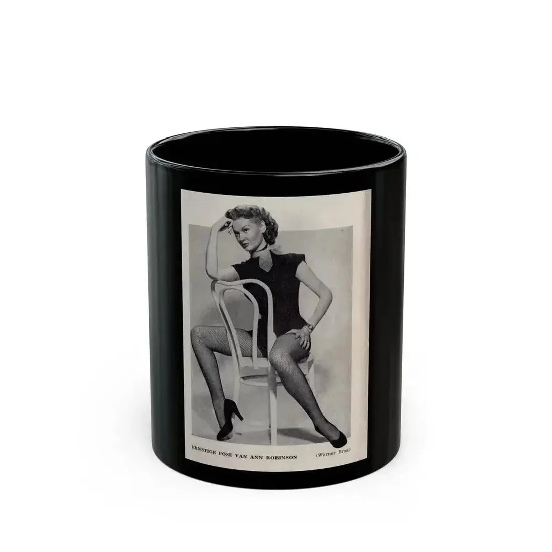 Ann Robinson #40 - 1 B&W Medium Size Full Body Leggy Cheesecake Photo from DE LACH Dutch Film Star Mag. 4-24-59 (Vintage Female Icon) Black Coffee Mug 11oz - Go Mug Yourself