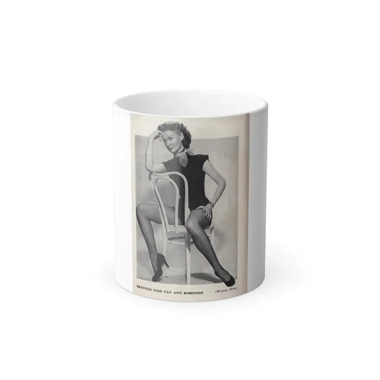 Ann Robinson #40 - 1 B&W Medium Size Full Body Leggy Cheesecake Photo from DE LACH Dutch Film Star Mag. 4-24-59 (Vintage Female Icon) Color Changing Mug 11oz 11oz - Go Mug Yourself