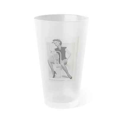 Ann Robinson #40 - 1 B&W Medium Size Full Body Leggy Cheesecake Photo from DE LACH Dutch Film Star Mag. 4-24-59 (Vintage Female Icon) Frosted Pint Glass 16oz 16oz Frosted - Go Mug Yourself