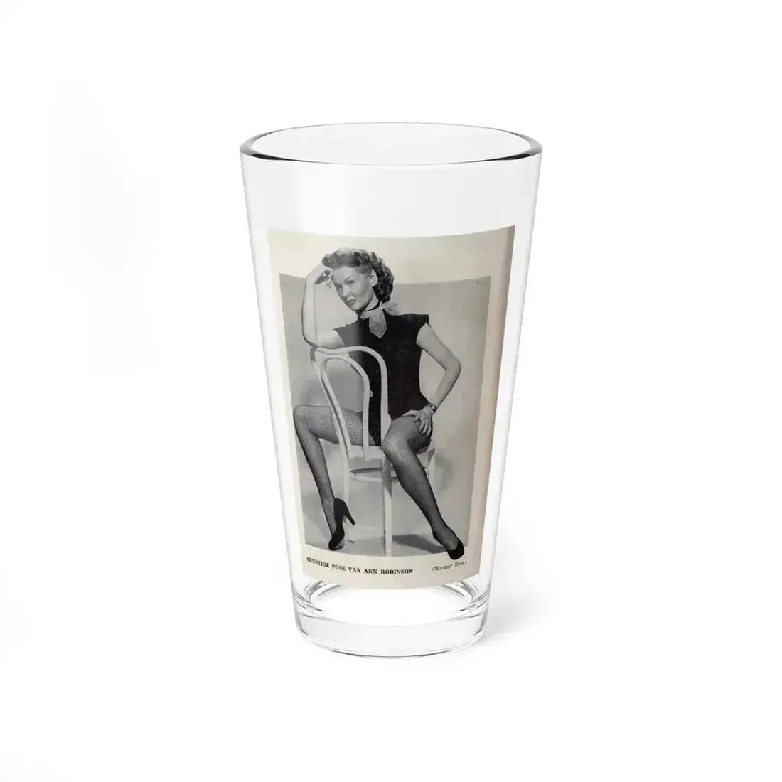 Ann Robinson #40 - 1 B&W Medium Size Full Body Leggy Cheesecake Photo from DE LACH Dutch Film Star Mag. 4-24-59 (Vintage Female Icon) Pint Glass 16oz 16oz - Go Mug Yourself