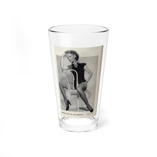 Ann Robinson #40 - 1 B&W Medium Size Full Body Leggy Cheesecake Photo from DE LACH Dutch Film Star Mag. 4-24-59 (Vintage Female Icon) Pint Glass 16oz 16oz - Go Mug Yourself
