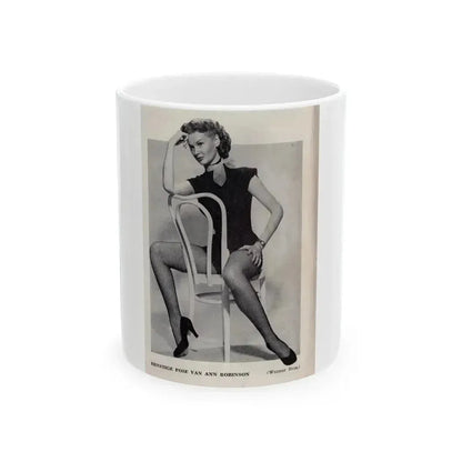 Ann Robinson #40 - 1 B&W Medium Size Full Body Leggy Cheesecake Photo from DE LACH Dutch Film Star Mag. 4-24-59 (Vintage Female Icon) White Coffee Mug 11oz - Go Mug Yourself