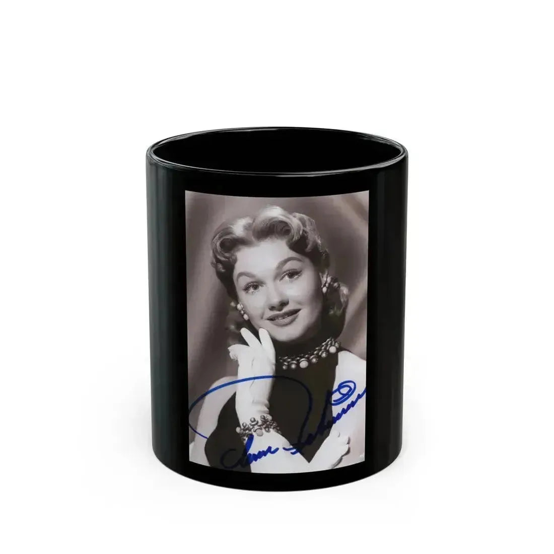 Ann Robinson #42 - 4x6 B&W Signed Glamour Head & Shoulder Photo (Vintage Female Icon) Black Coffee Mug 11oz - Go Mug Yourself
