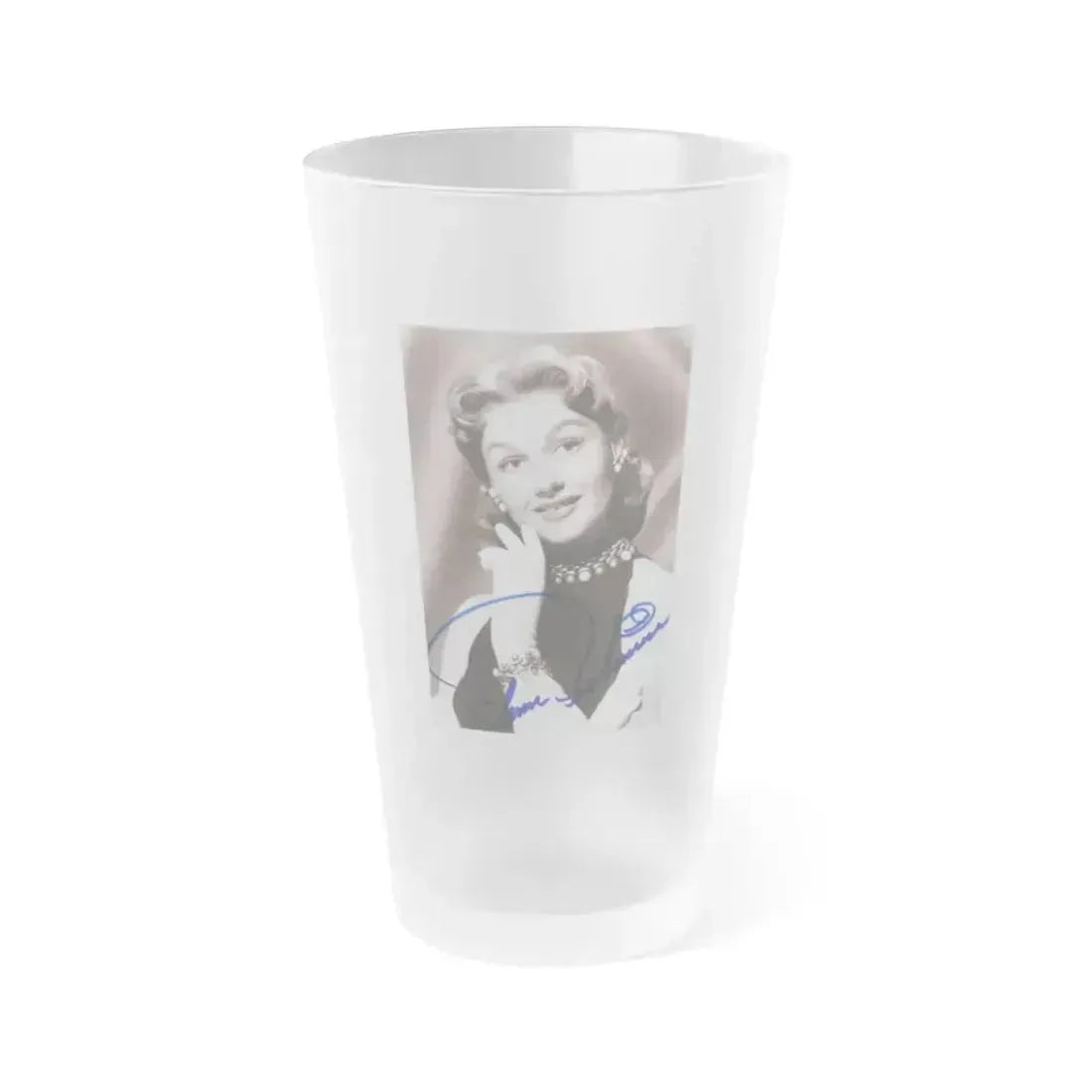 Ann Robinson #42 - 4x6 B&W Signed Glamour Head & Shoulder Photo (Vintage Female Icon) Frosted Pint Glass 16oz 16oz Frosted - Go Mug Yourself