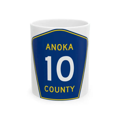 Anoka County 10 (Minnesota) (Road Sign) White Coffee Mug 11oz - Go Mug Yourself