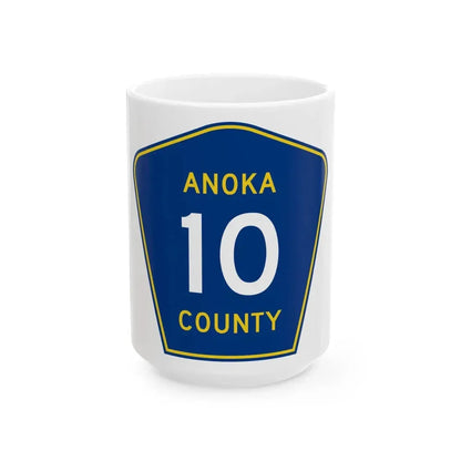 Anoka County 10 (Minnesota) (Road Sign) White Coffee Mug 15oz - Go Mug Yourself