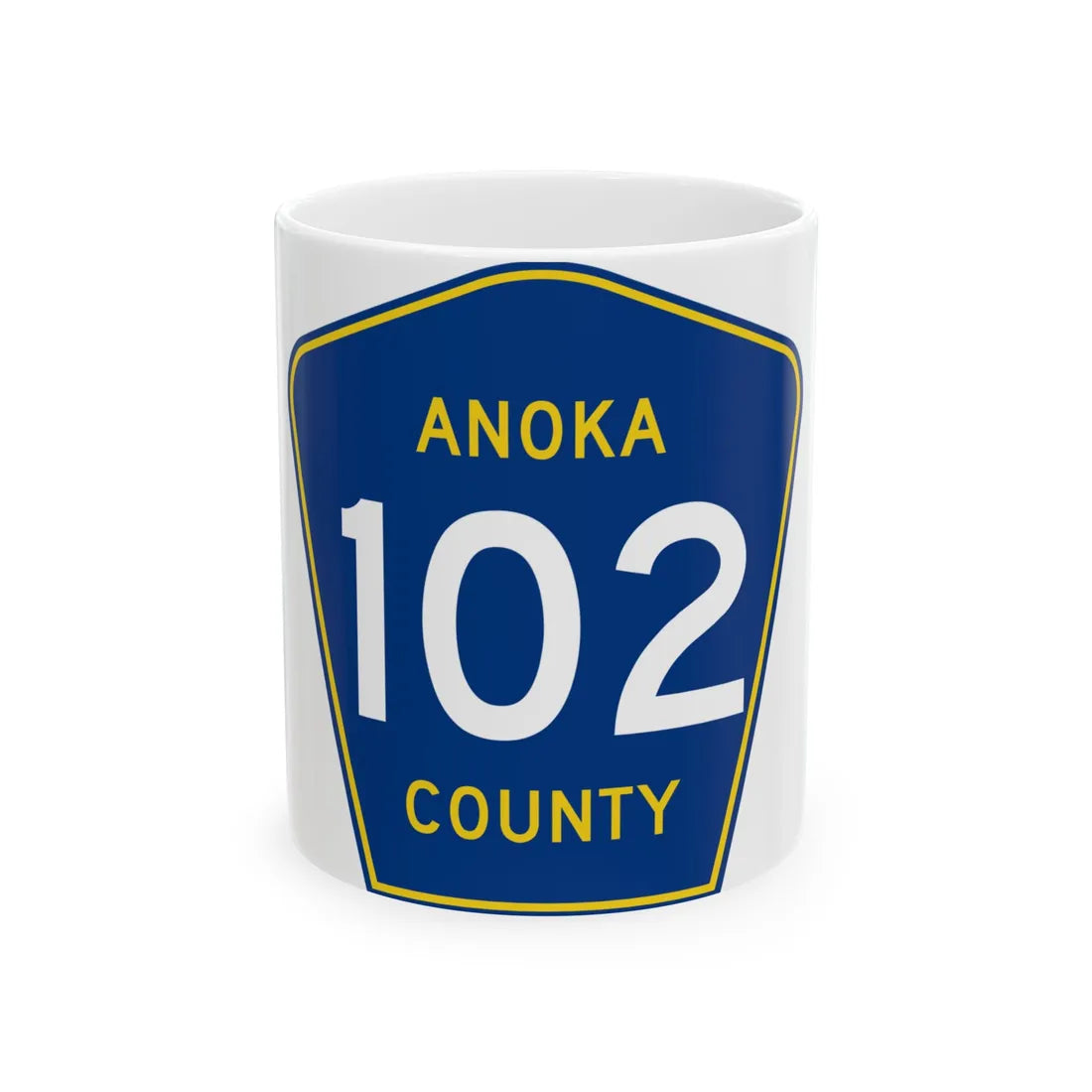 Anoka County 102 (Minnesota) (Road Sign) White Coffee Mug 11oz - Go Mug Yourself